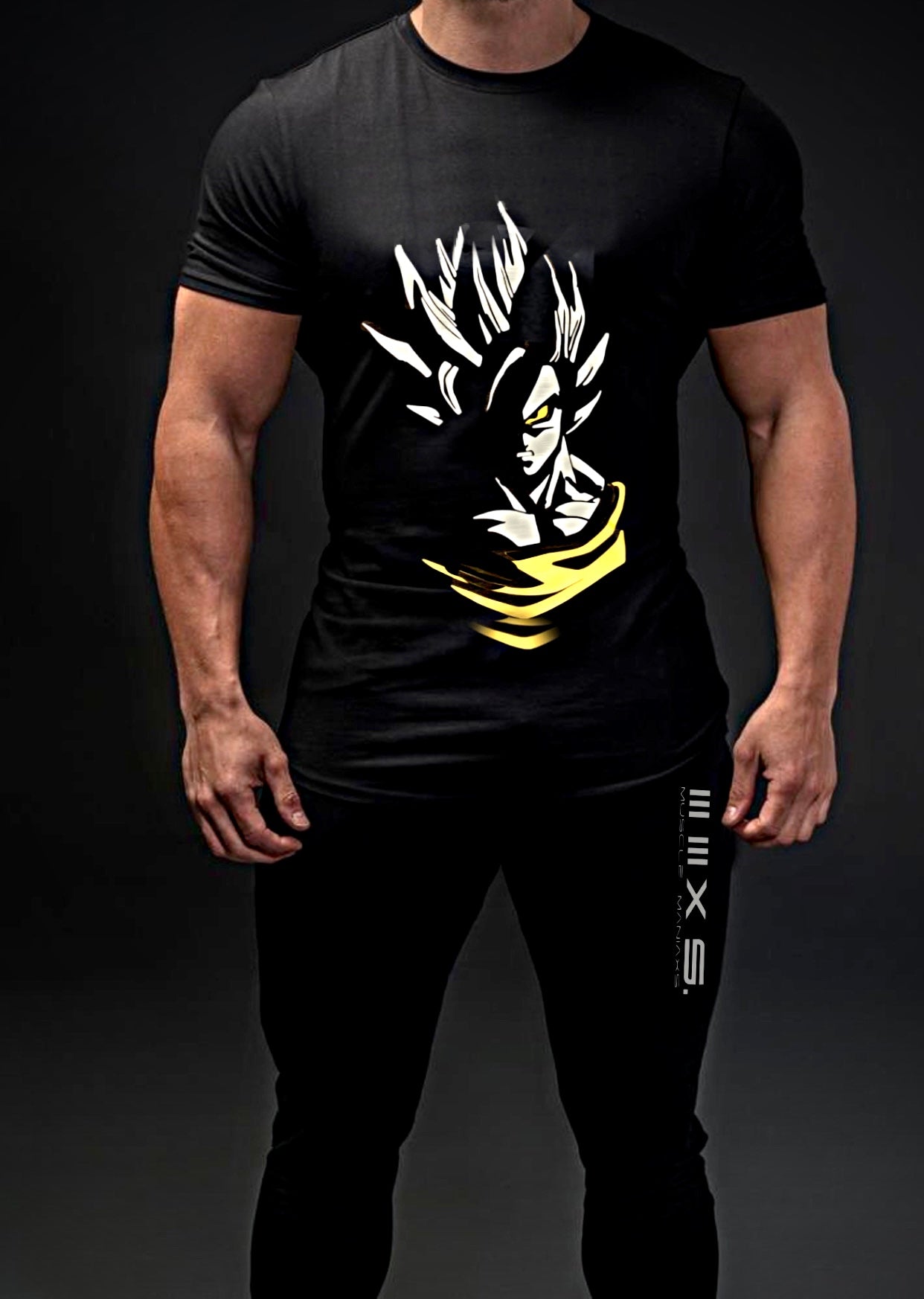 DRAGON BALL Z (GOLD SERIES )BLACK Tshirt model – MUSCLE MANIAXS