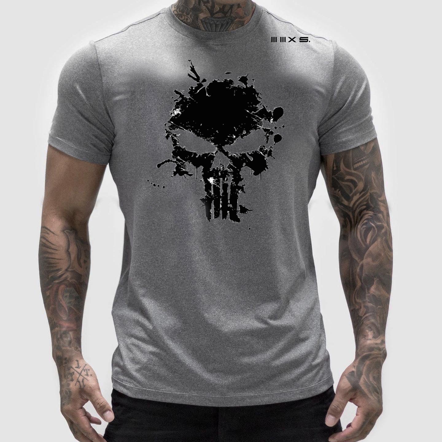 PUNISHER EDITION 03 Men Light Grey QUICK DRY Athleisure Tshirt.