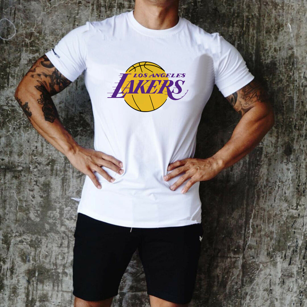 LAKERS EDITION 03 White short sleeve tshirt – MUSCLE MANIAXS