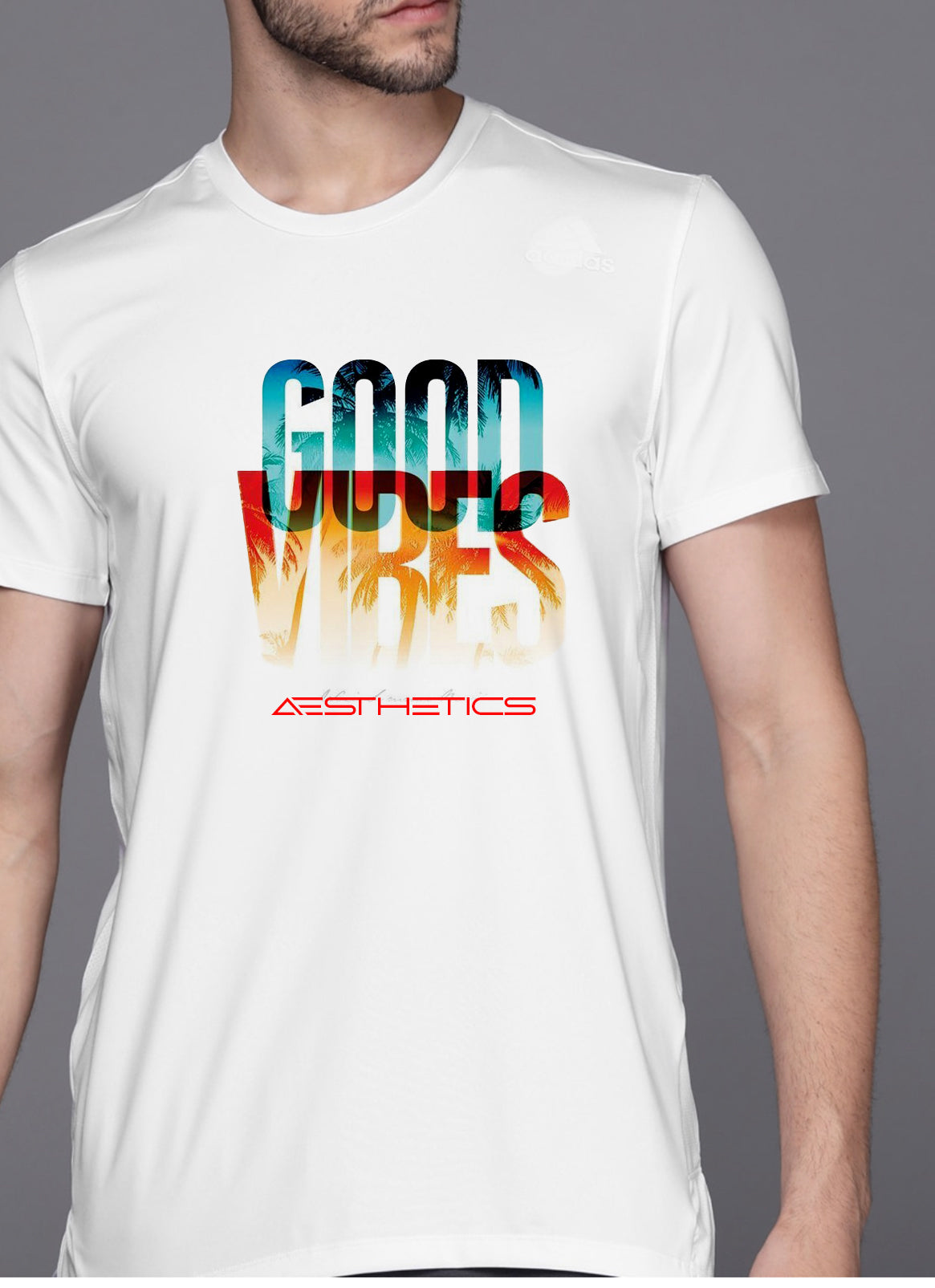 GOOD VIBES Casual White short sleeve tshirt