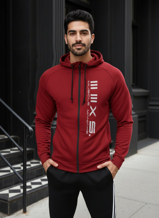 SIGNATURE Athleisure Hoodie RED Full sleeves  Series