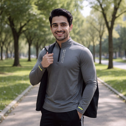 Men's Steel Grey  Dri- Tech  ½ Zip Long Sleeve Sweatshirt