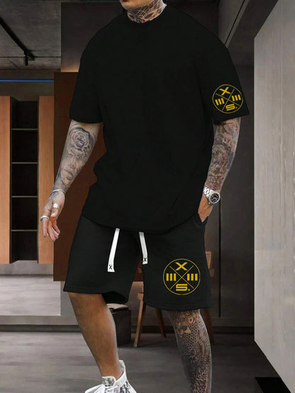 COMBO  of Active Black T-shirt & Shorts Round logo