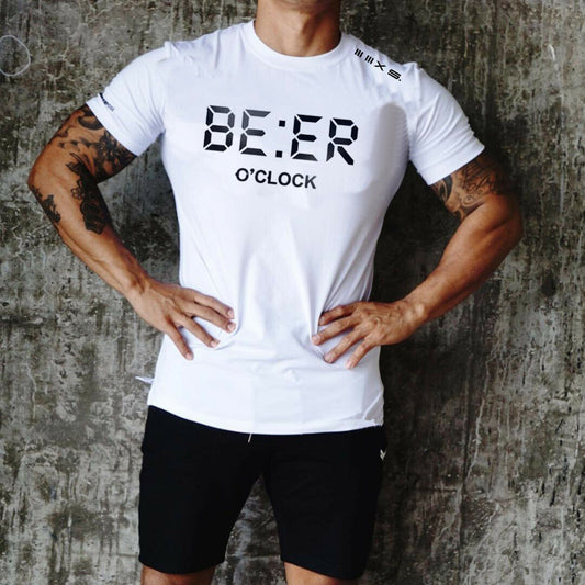 BEER O CLOCK  White short sleeve tshirt