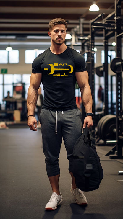 ACTIVE GOLD Bar Bell Black tshirt