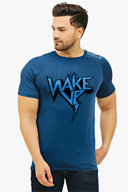 ACTIVE WAKE UP Blue short sleeve tshirt
