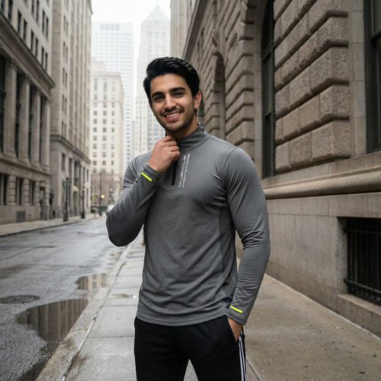 Men's Steel Grey  Dri- Tech  ½ Zip Long Sleeve Sweatshirt