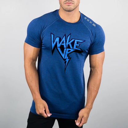 ACTIVE WAKE UP Blue short sleeve tshirt