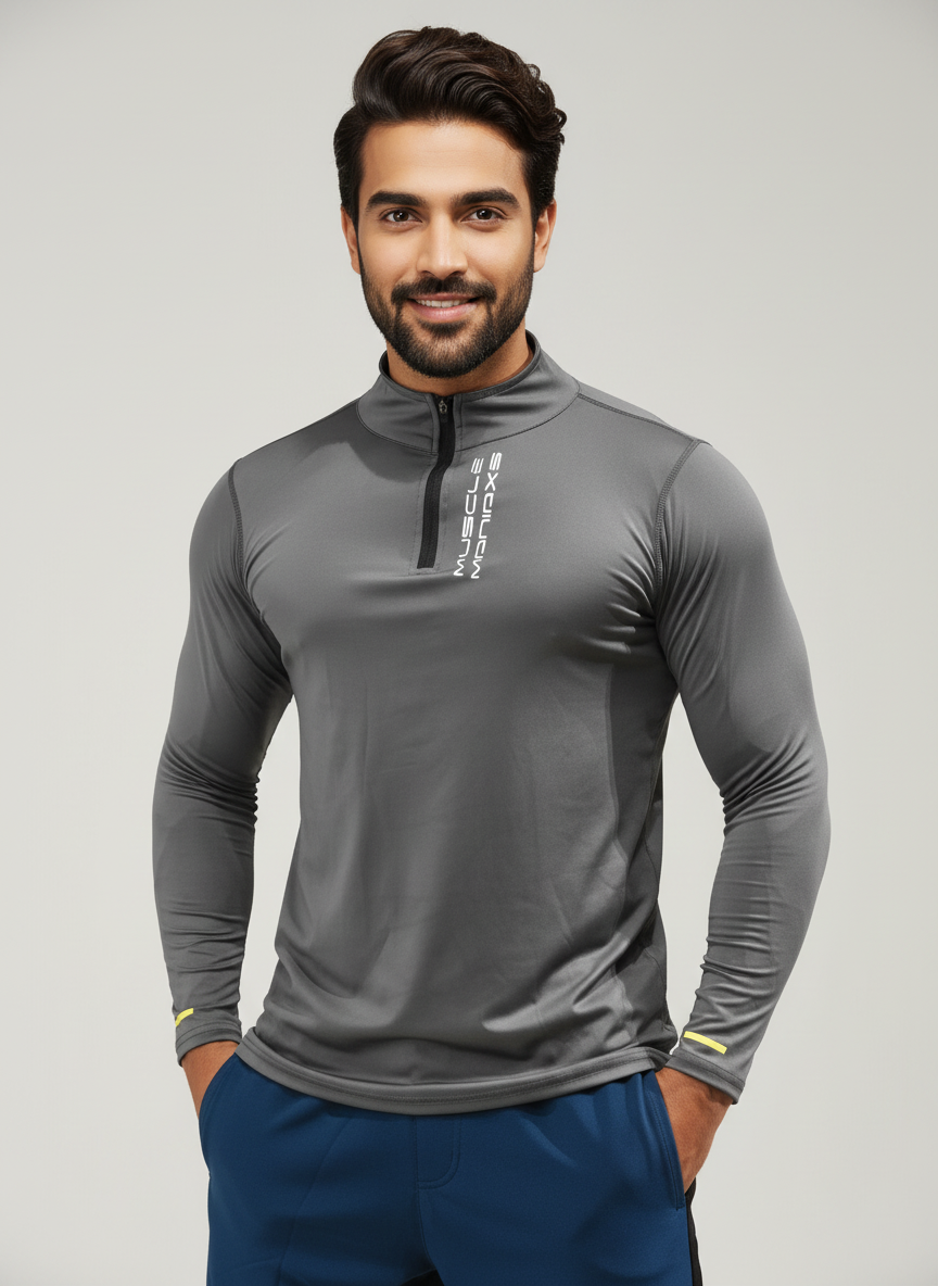 Men's Steel Grey  Dri- Tech  ½ Zip Long Sleeve Sweatshirt