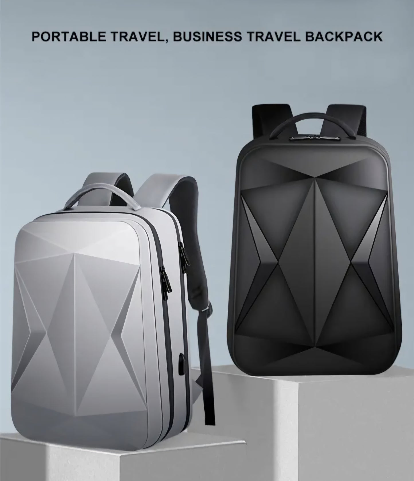 Hard shell Business Travel Laptop Backpack with USB Charging Port Daypack for Men Women