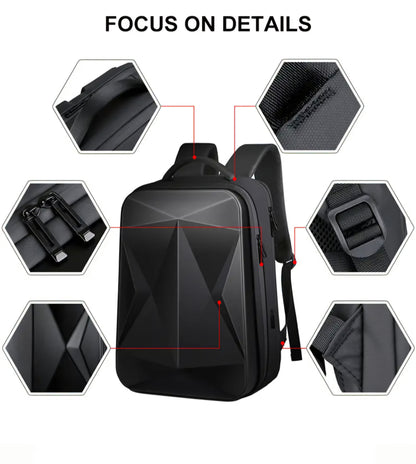 Hard shell Business Travel Laptop Backpack with USB Charging Port Daypack for Men Women