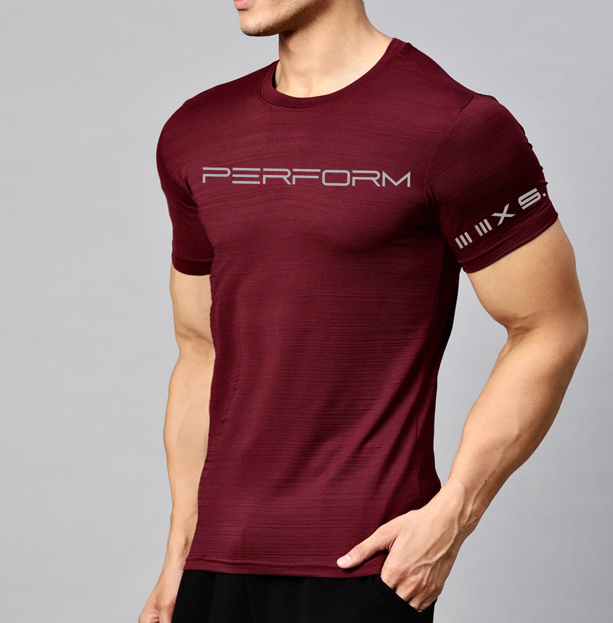 Active PERFORM Series Maroon short sleeve tshirt 02