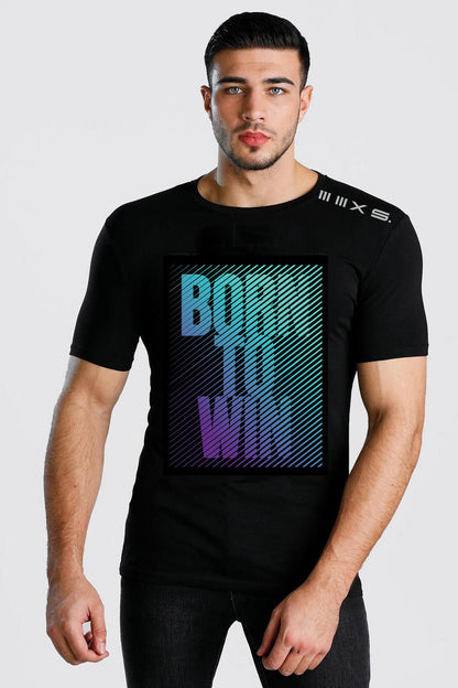 BORN TO WIN Black  short sleeve tshirt
