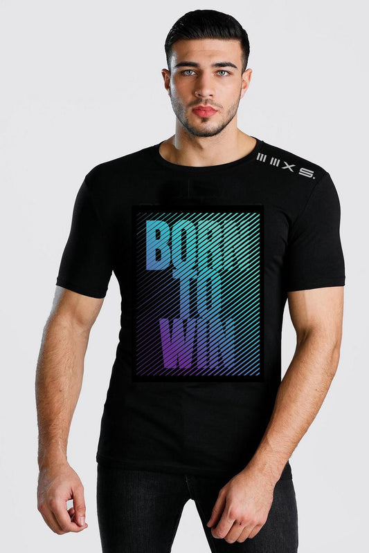 BORN TO WIN Black  short sleeve tshirt