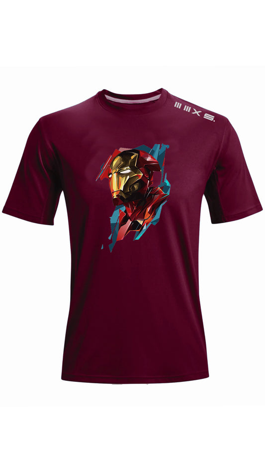 IRON MAN  Maroon short sleeve tshirt Dry-Tech