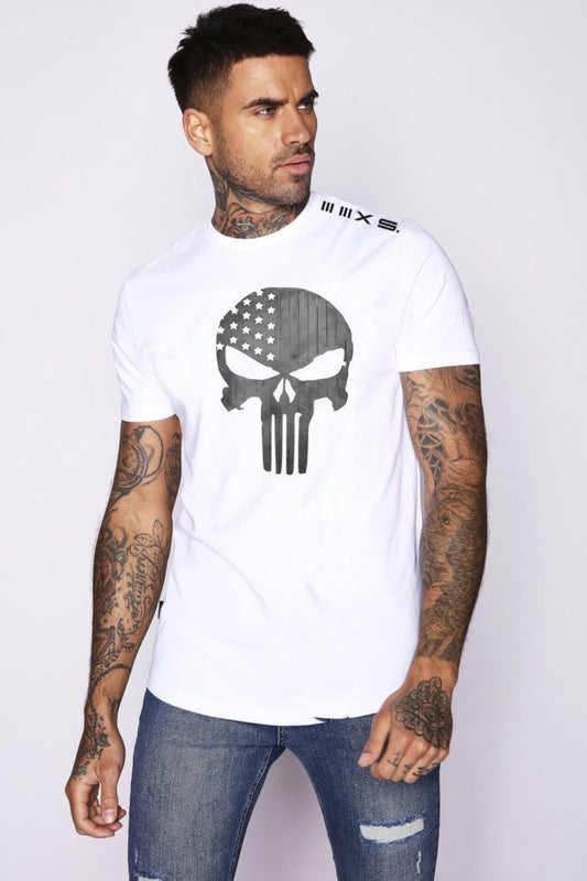 PUNISHER EDITION  01 Men White   QUICK DRY Athleisure Tshirt.