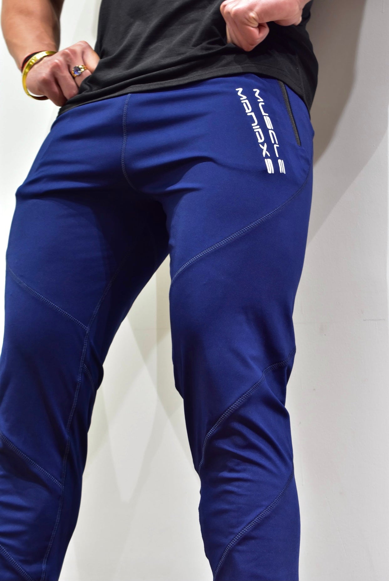 COMBO of ( Active SIGNATURE Series Black short sleeve tshirt( & (Arctic Blue track pants)