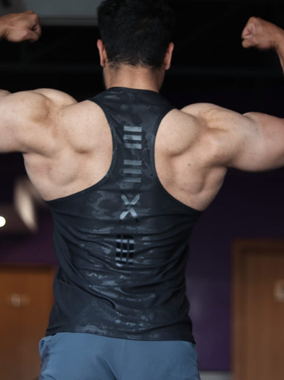 PERFORMANCE BLACK CAMOUFLAGE TANK TOP . Quick Dry Technology