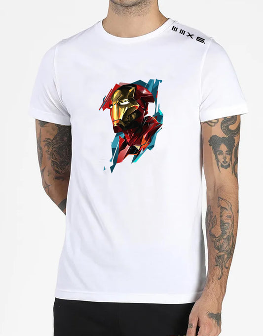 IRON MAN  White short sleeve tshirt Dri-Tech