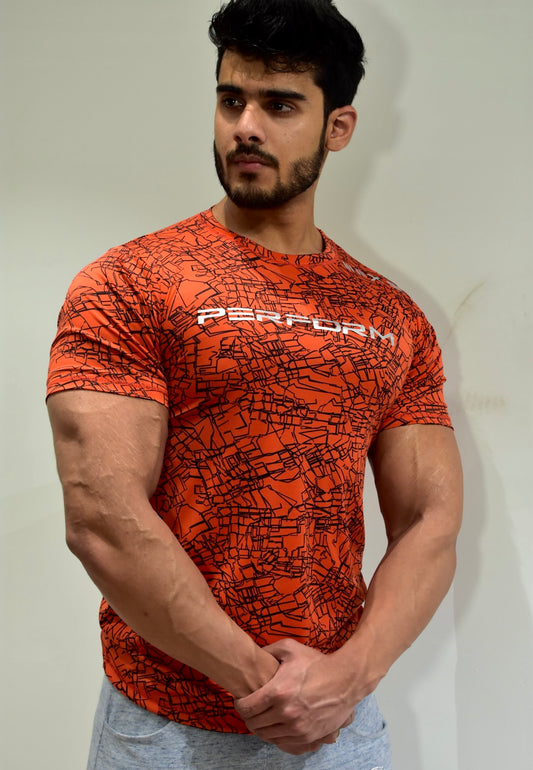 Active PERFORM Series Racing orange short sleeve tshirt