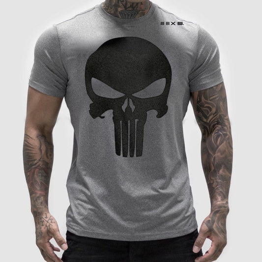 PUNISHER EDITION  Men Light Grey   QUICK DRY Athleisure Tshirt.