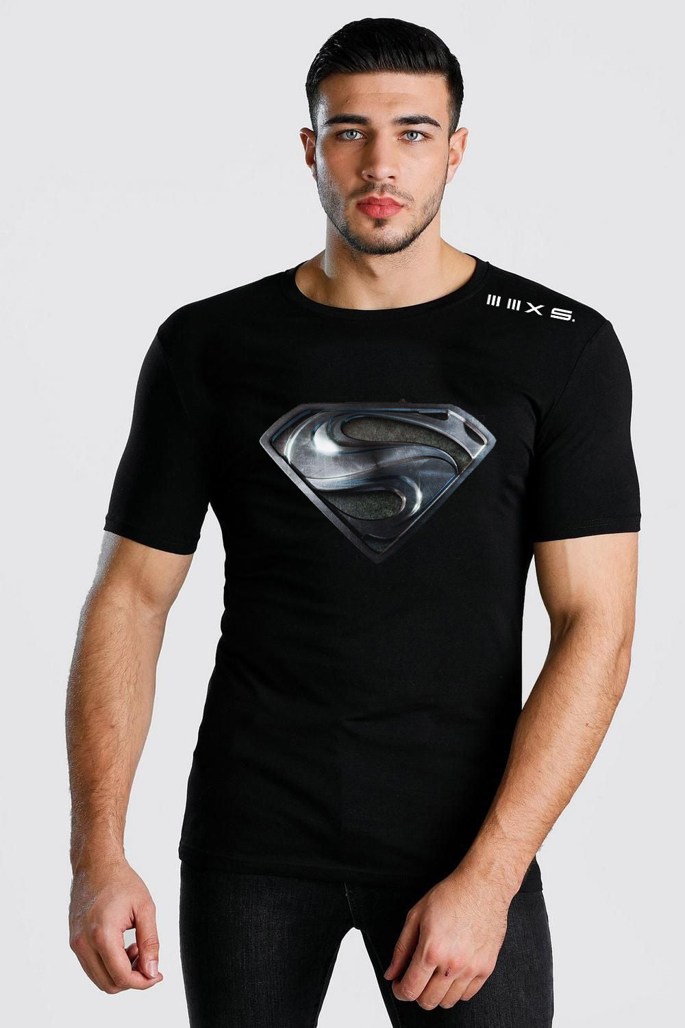 SUPER MAN Black  short sleeve tshirt