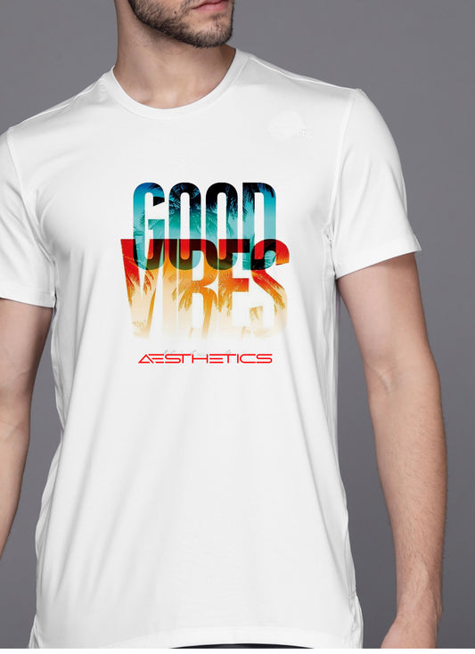 GOOD VIBES Casual  White short sleeve tshirt